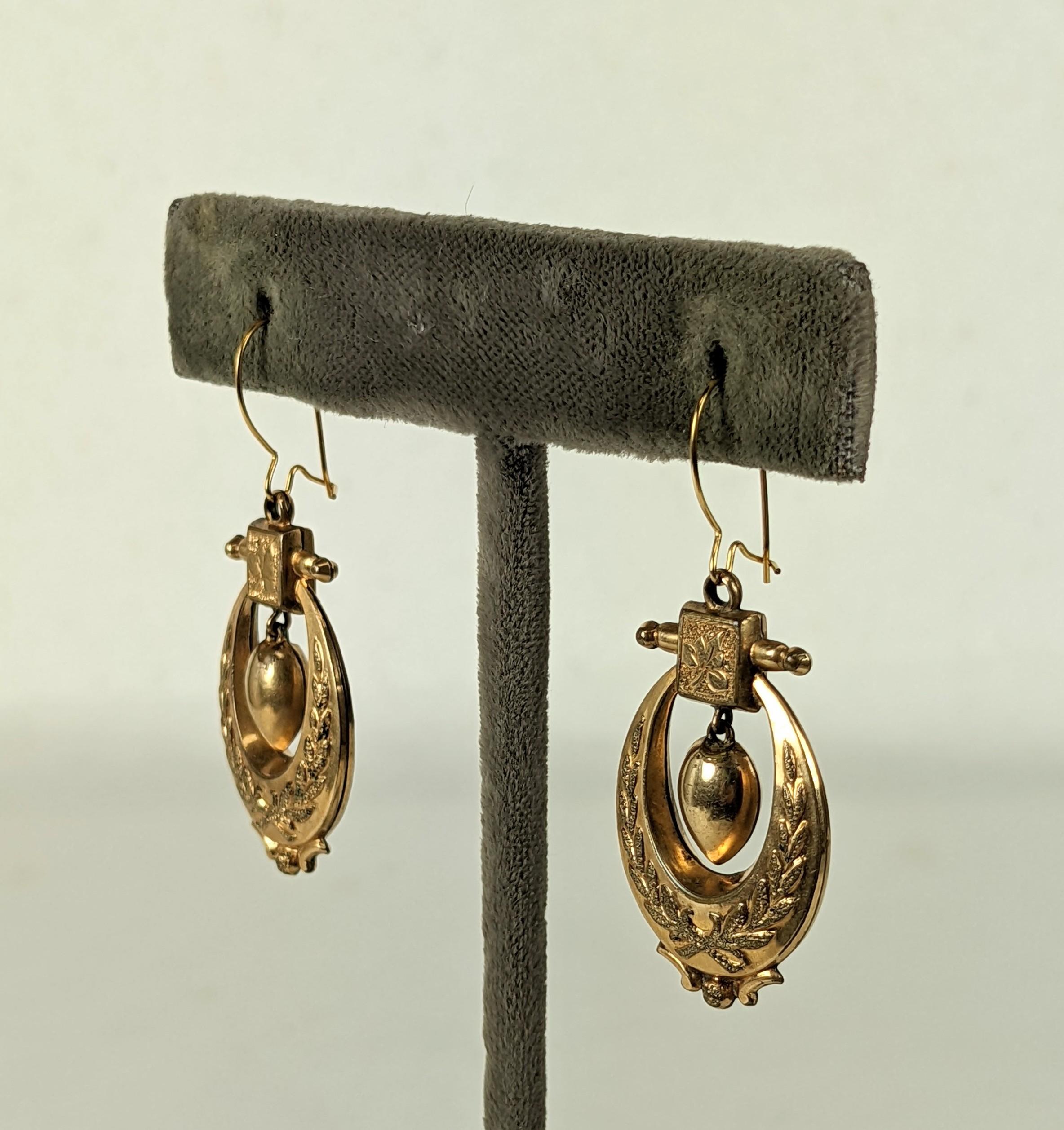 Victorian Gold Filled Dangle Earrings For Sale 1