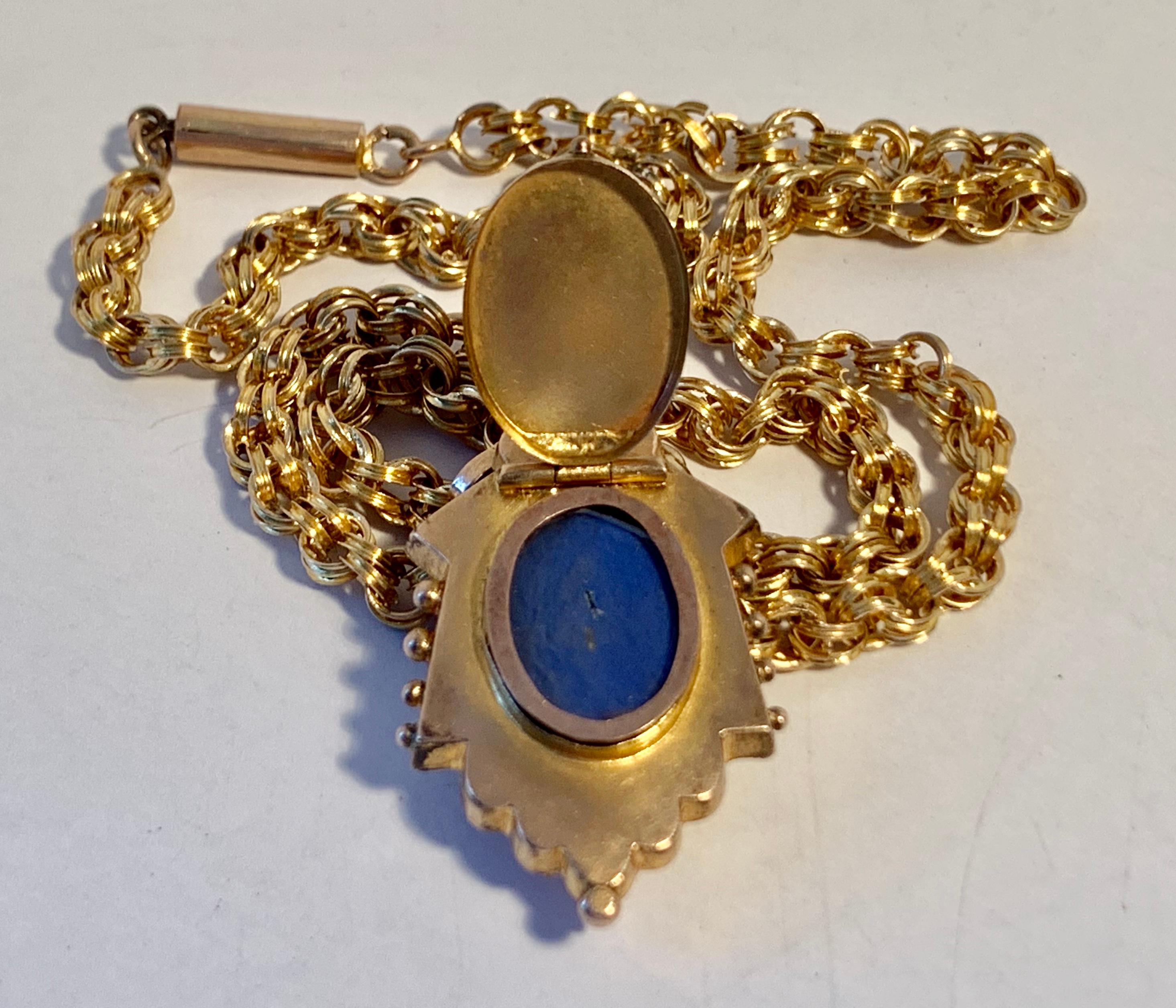 Gold gefüllt viktorianischen Medaillon und Belcher Kette mit Perle und Türkis Damen