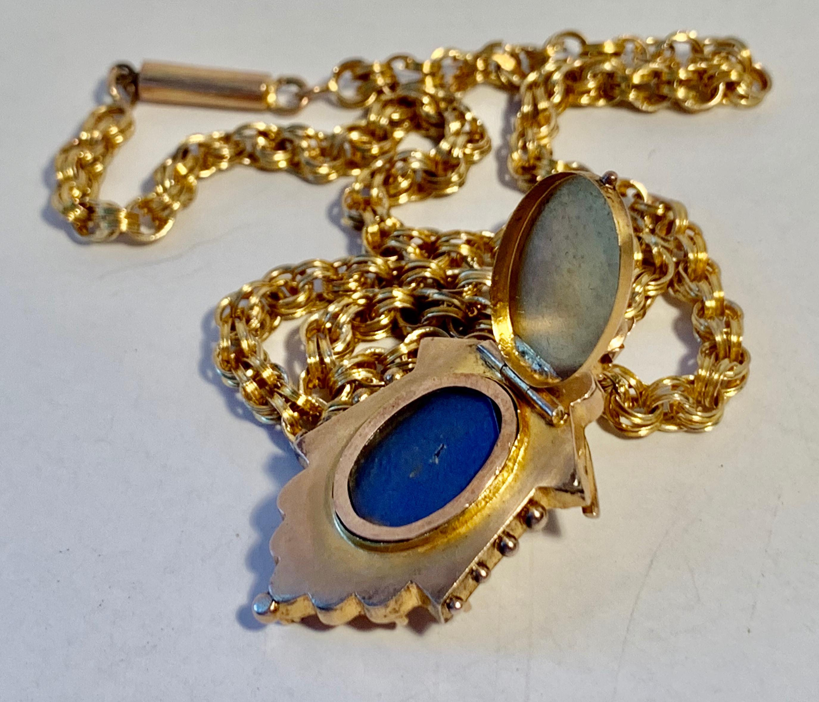 Gold gefüllt viktorianischen Medaillon und Belcher Kette mit Perle und Türkis 1