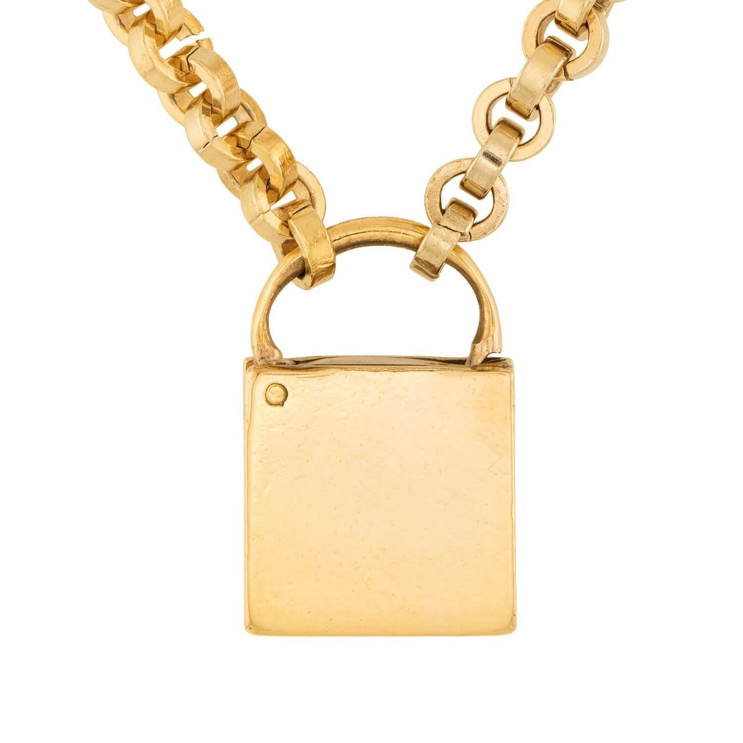 Viktorianische Gold gefüllte Padlock-Halskette mit Anhänger im Angebot 2