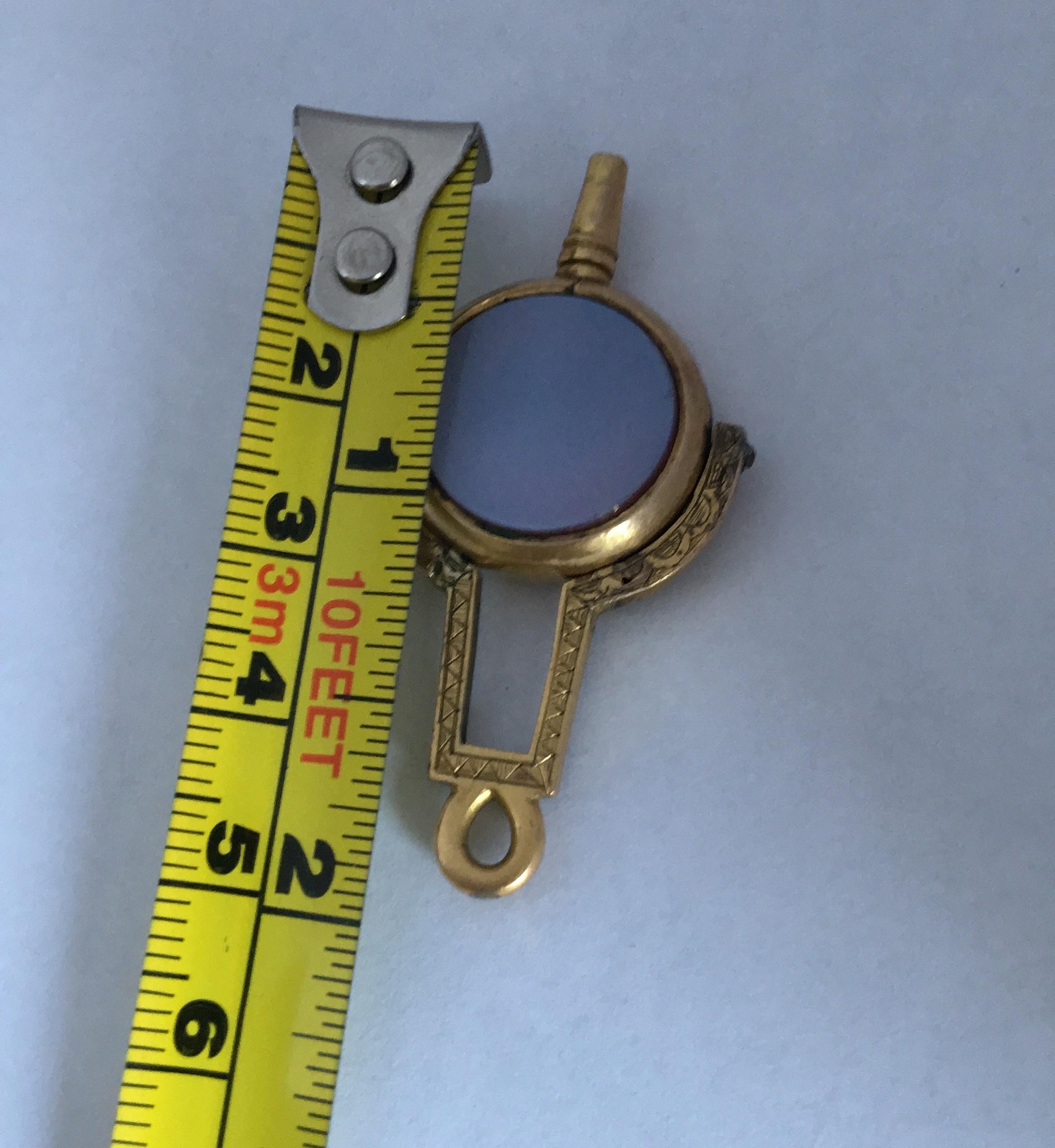 Victorian Gold Filled Sardonyx and Bloodstone Pocket Watch Key / Fob Pendant For Sale 4