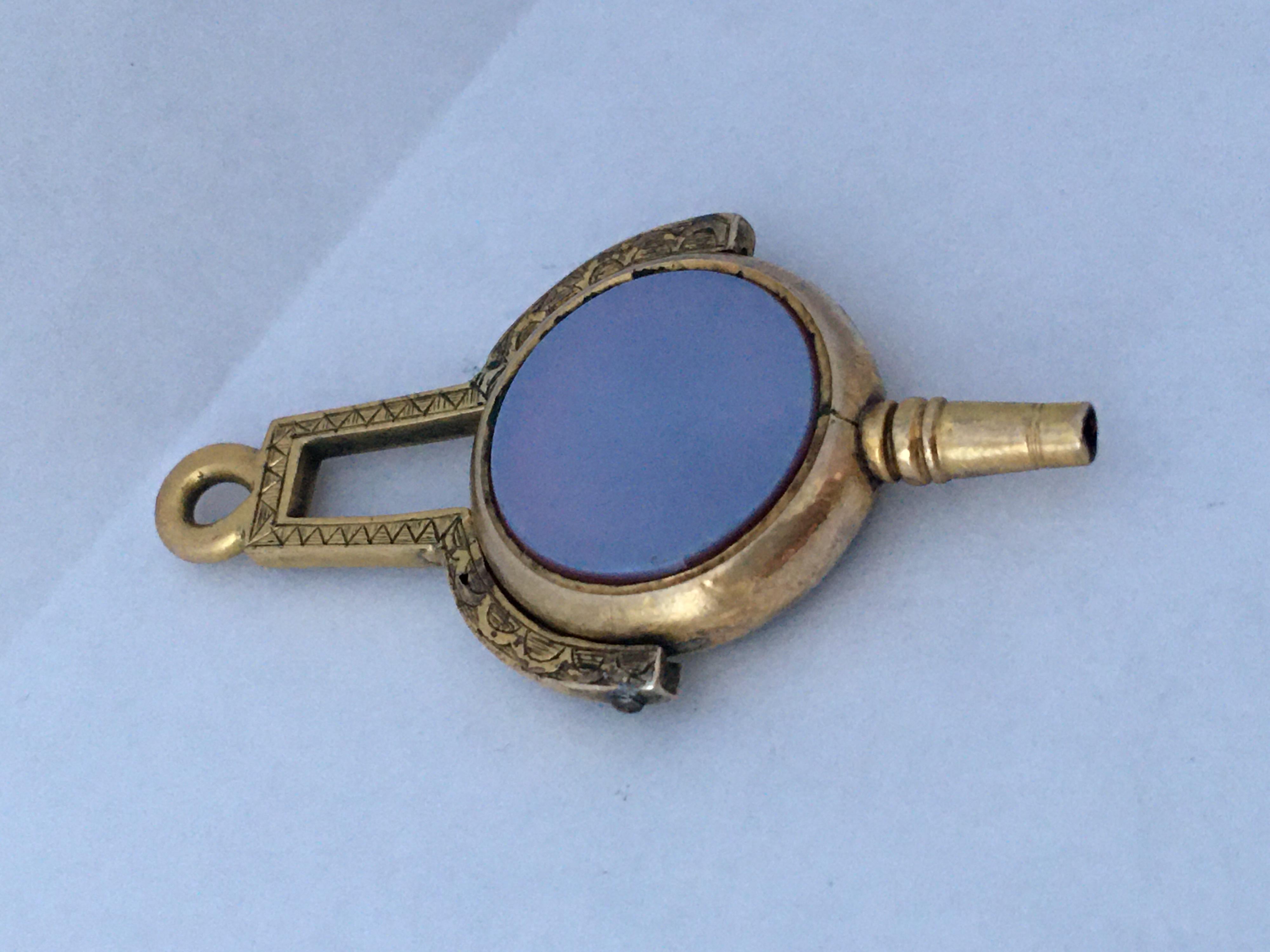 Victorian Gold Filled Sardonyx and Bloodstone Pocket Watch Key / Fob Pendant For Sale 7