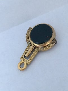 Victorian Gold Filled Sardonyx and Bloodstone Pocket Watch Key / Fob Pendant