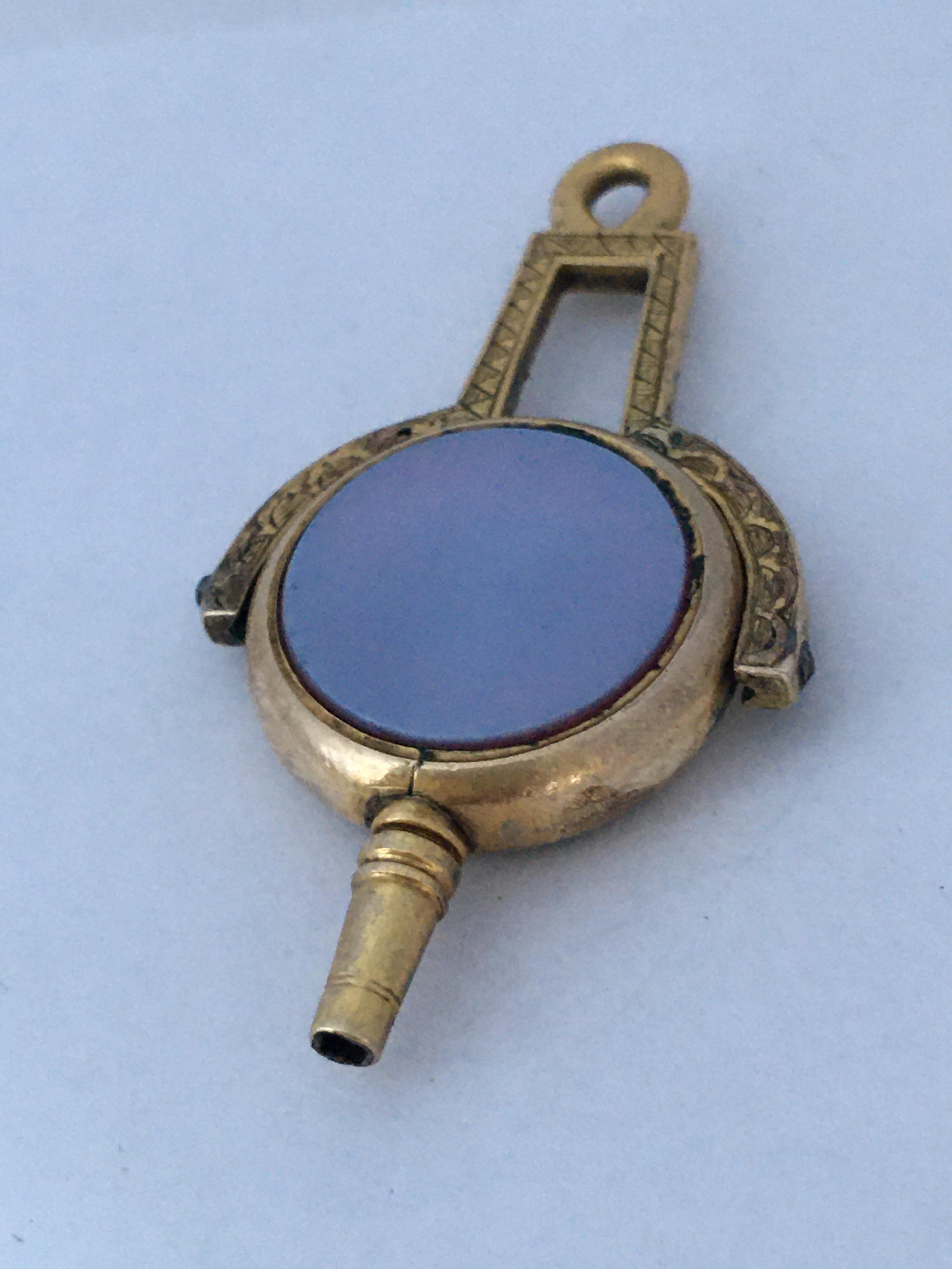 Victorian Gold Filled Sardonyx and Bloodstone Pocket Watch Key / Fob Pendant For Sale 1