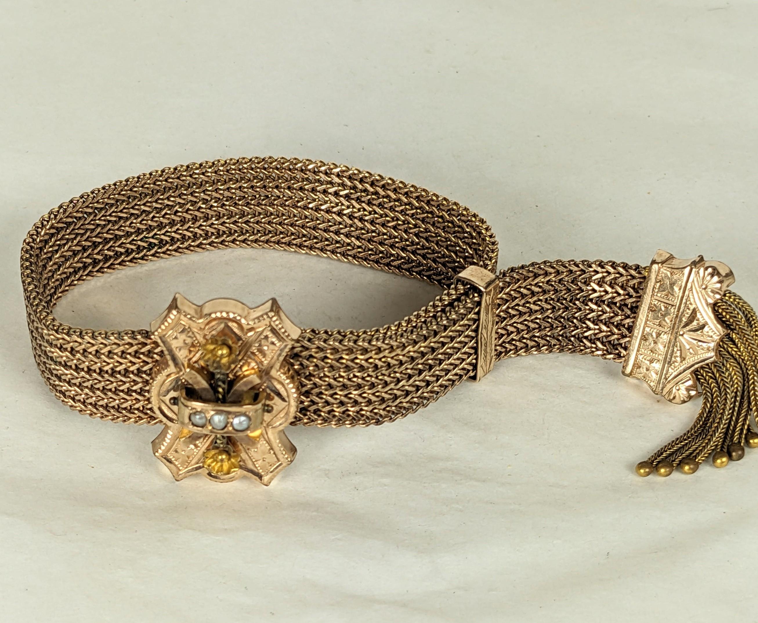 Viktorianisches goldgefülltes Slide-Armband (Cabochon) im Angebot