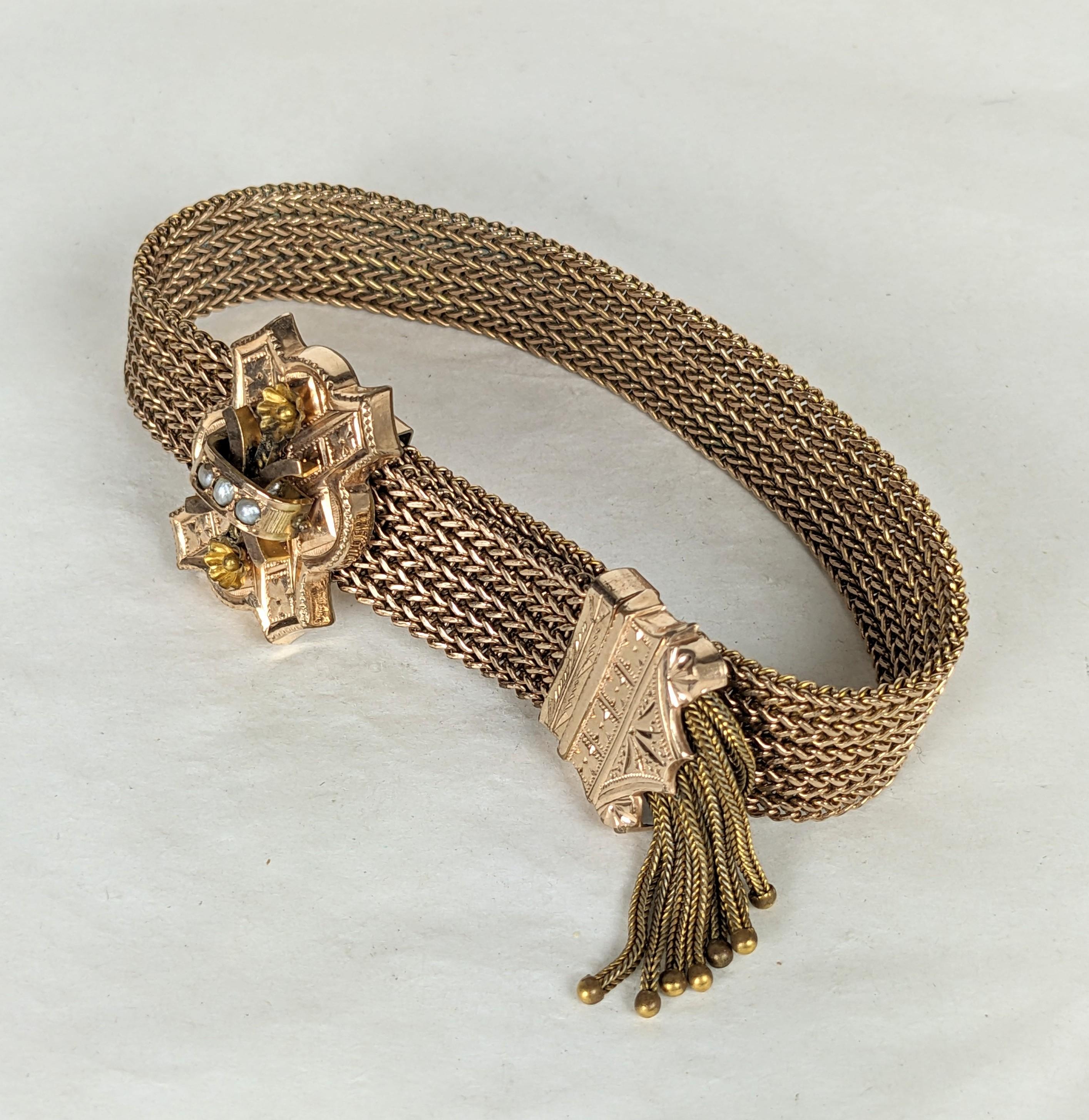 Cabochon Victorian Gold Filled Slide Bracelet For Sale
