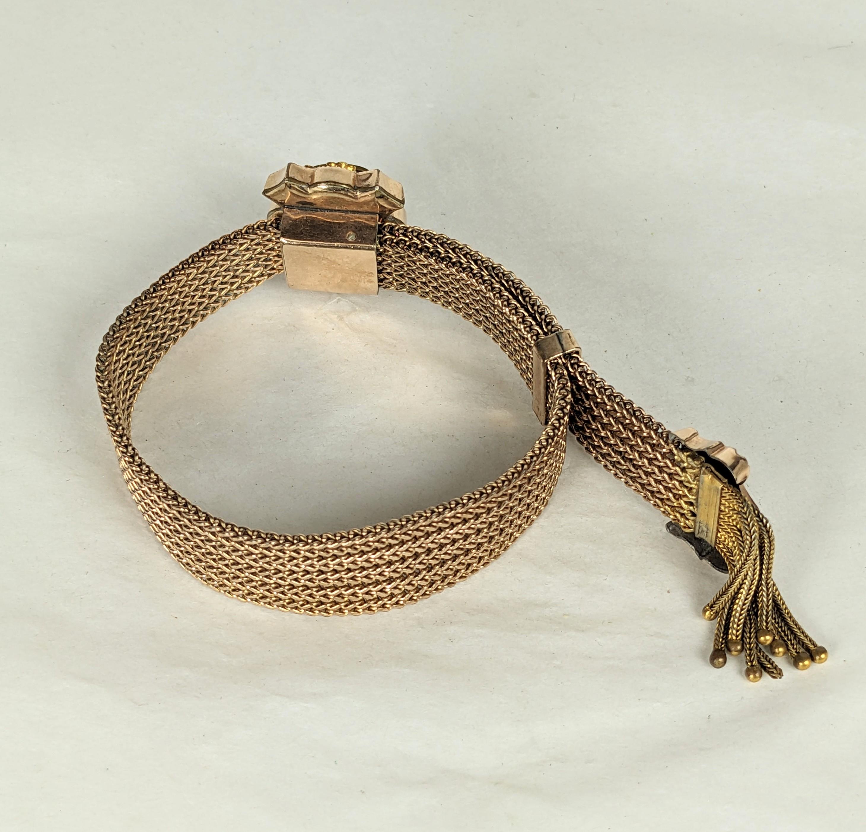 Cabochon Victorian Gold Filled Slide Bracelet For Sale