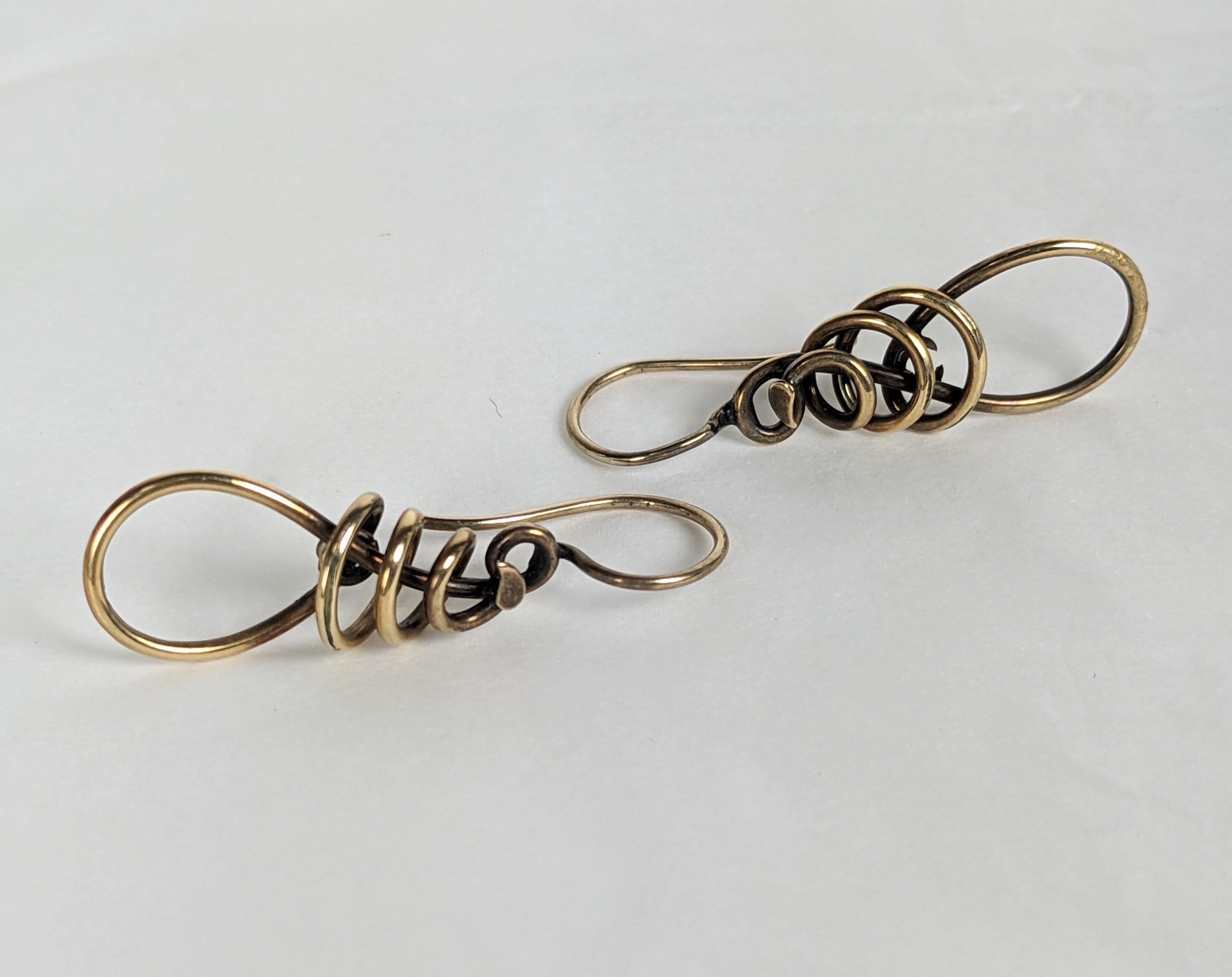 Victorian Gold Filled Vine Earrings In Good Condition For Sale In New York, NY
