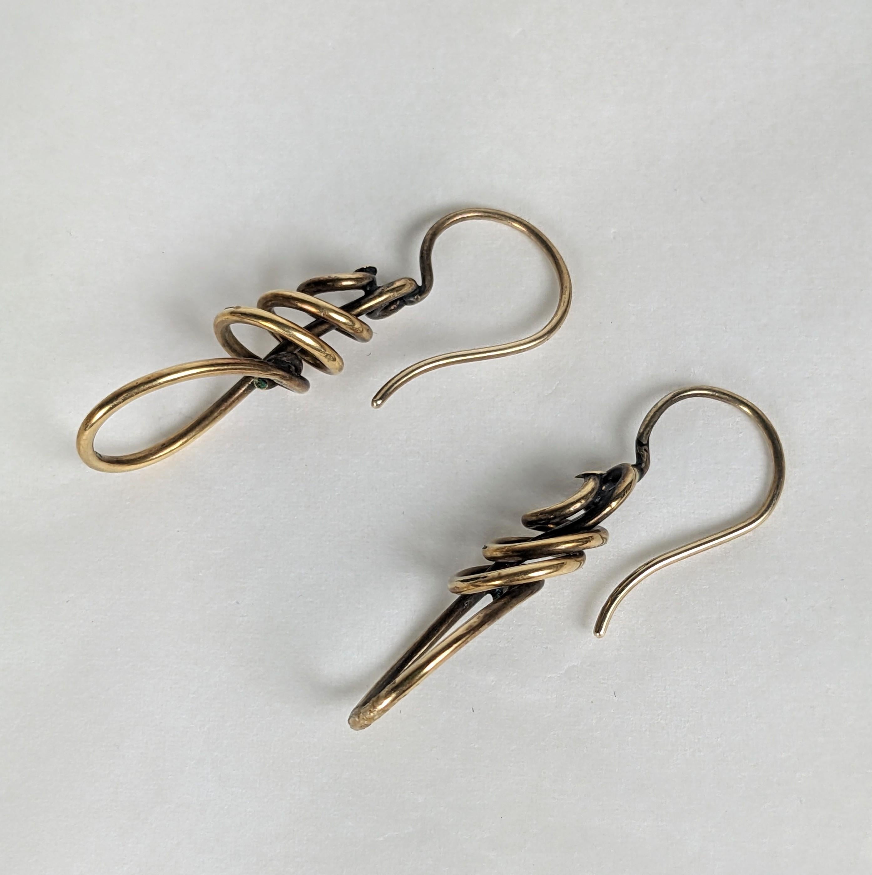 Women's or Men's Victorian Gold Filled Vine Earrings For Sale