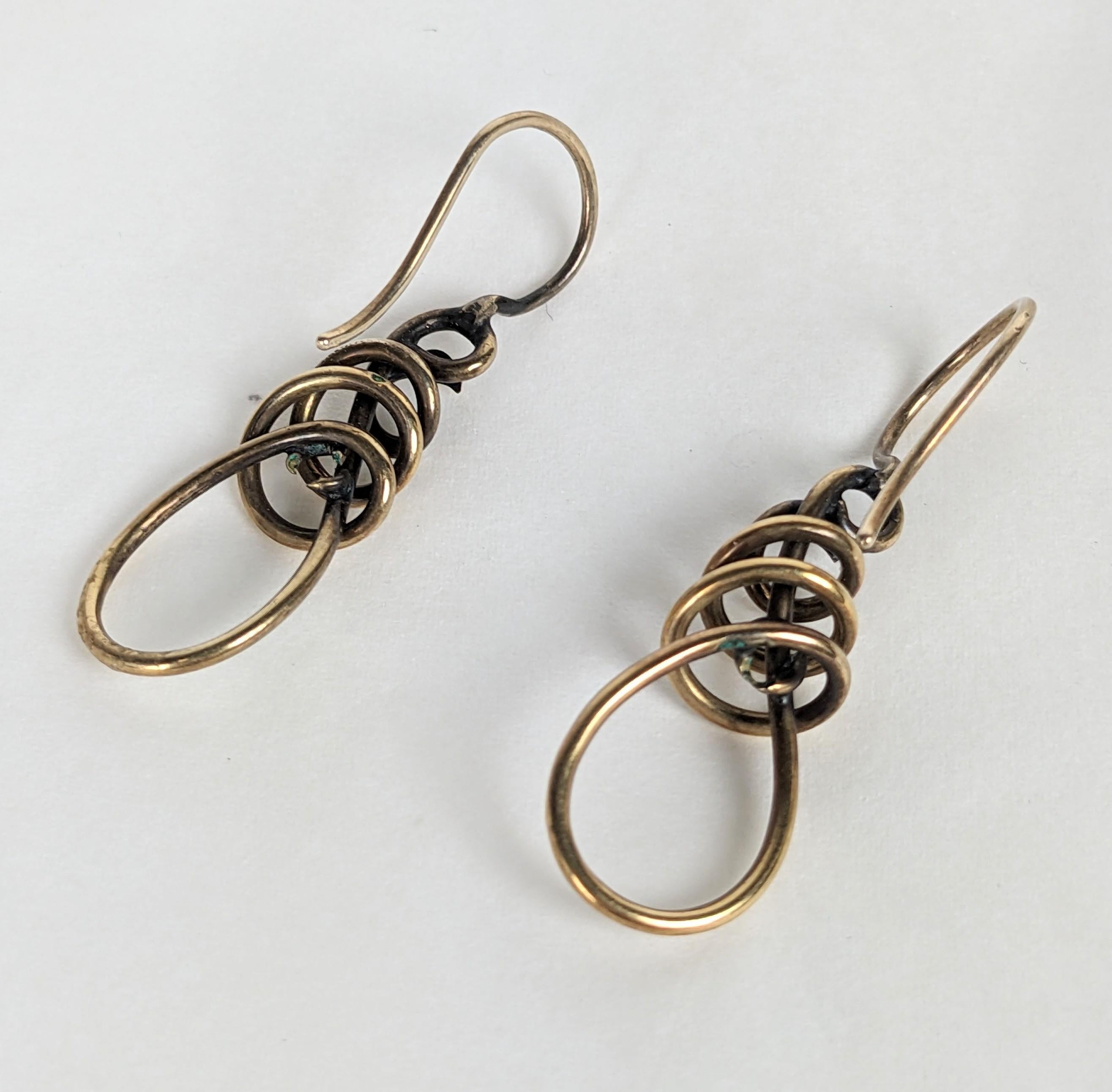 Victorian Gold Filled Vine Earrings For Sale 1
