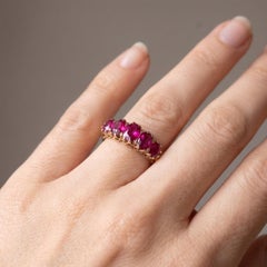 Victorian Gold Five Stone Ruby Ring, Approx. 2.50 ct