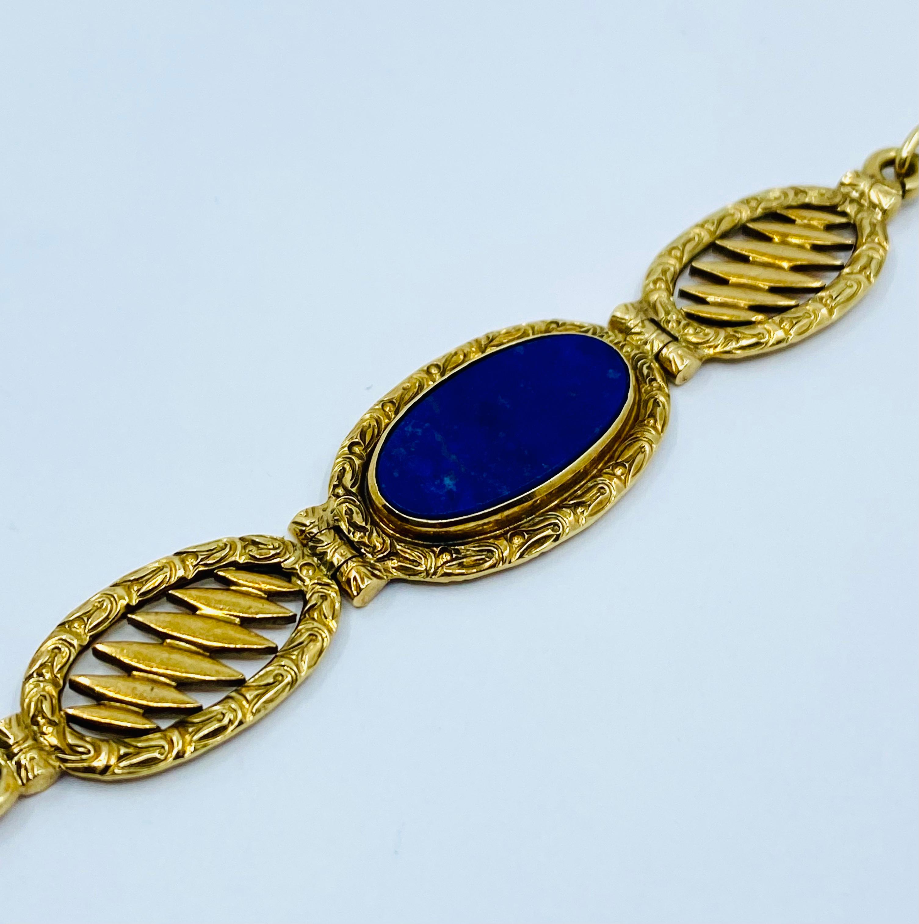 Women's or Men's Victorian Gold Fob Lapis For Sale