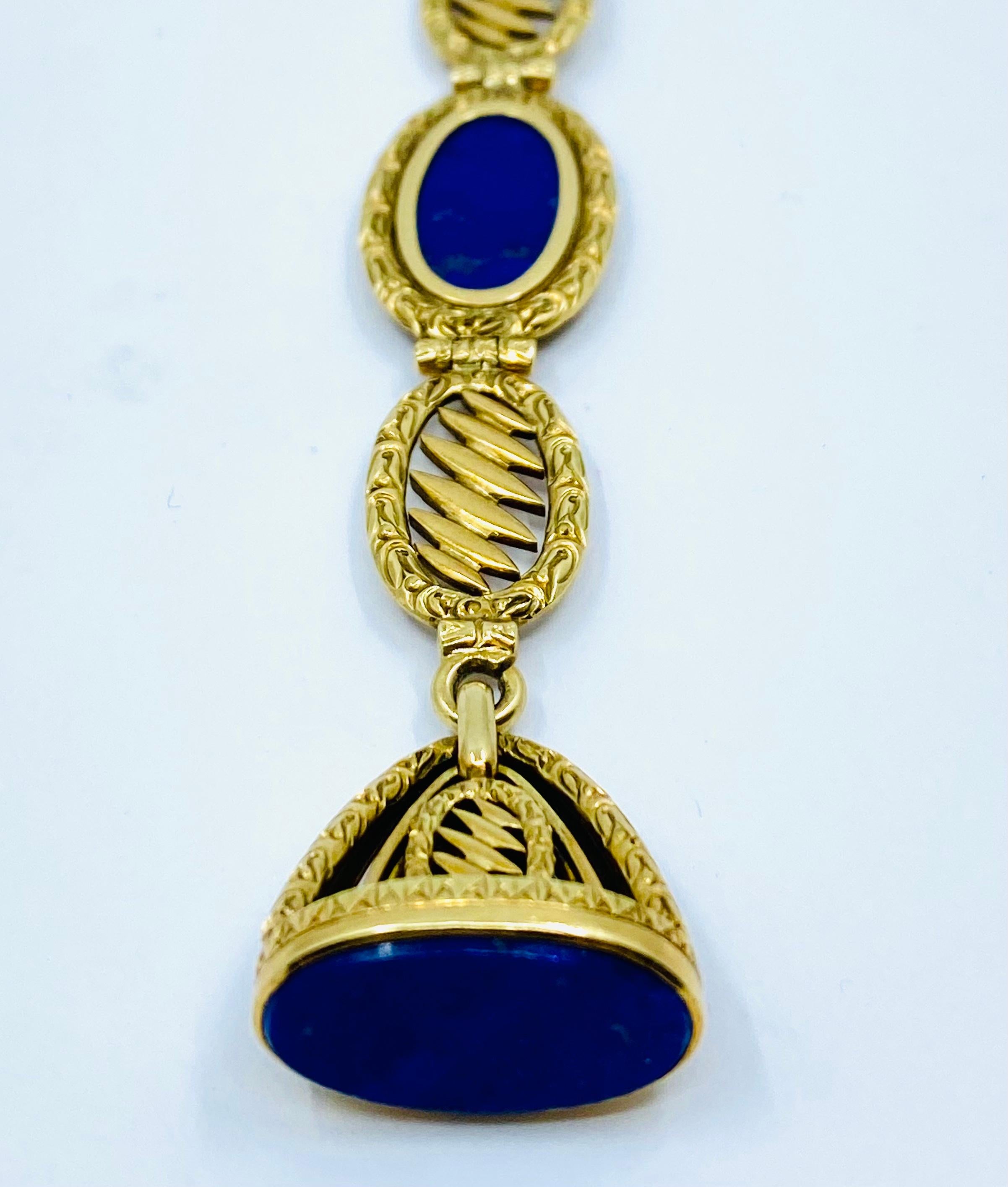 Victorian Gold Fob Lapis For Sale 1