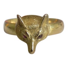 Victorian Gold Fox Head Mask Ring