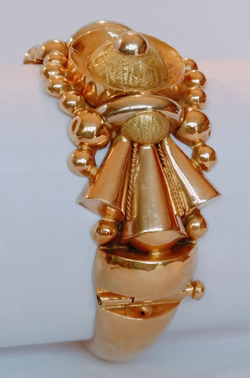 Victorian Gold French Oriental Bangle Bracelet 18 Karat For Sale 6