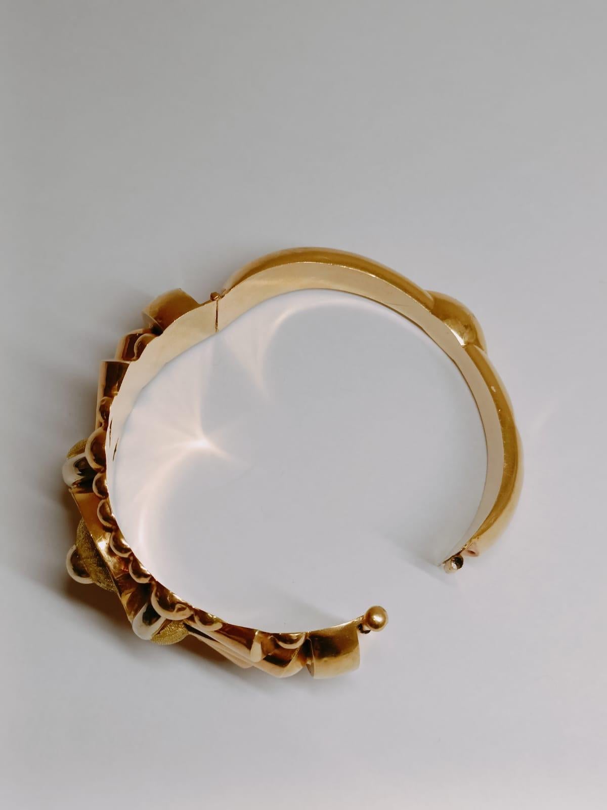 Victorian Gold French Oriental Bangle Bracelet 18 Karat For Sale 11