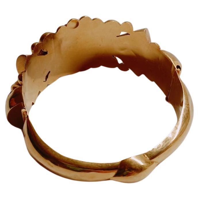Women's Victorian Gold French Oriental Bangle Bracelet 18 Karat For Sale