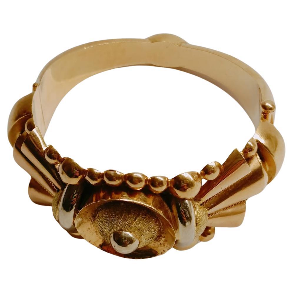 Victorian Gold French Oriental Bangle Bracelet 18 Karat For Sale 1