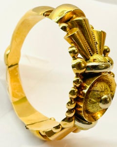 Vintage Victorian Gold French Oriental Bangle Bracelet 18 Karat