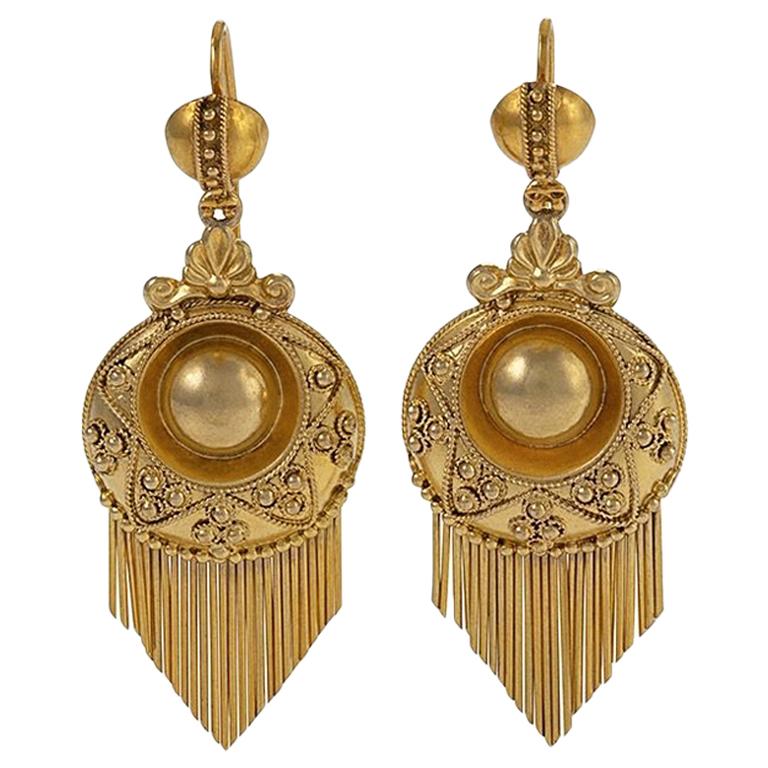 Victorian Gold Fringe Earrings