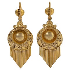 Antique Victorian Gold Fringe Earrings