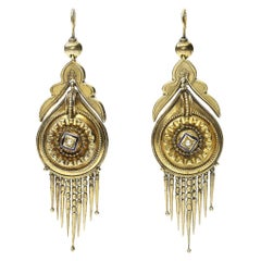 Antique Victorian Gold Fringe Earrings