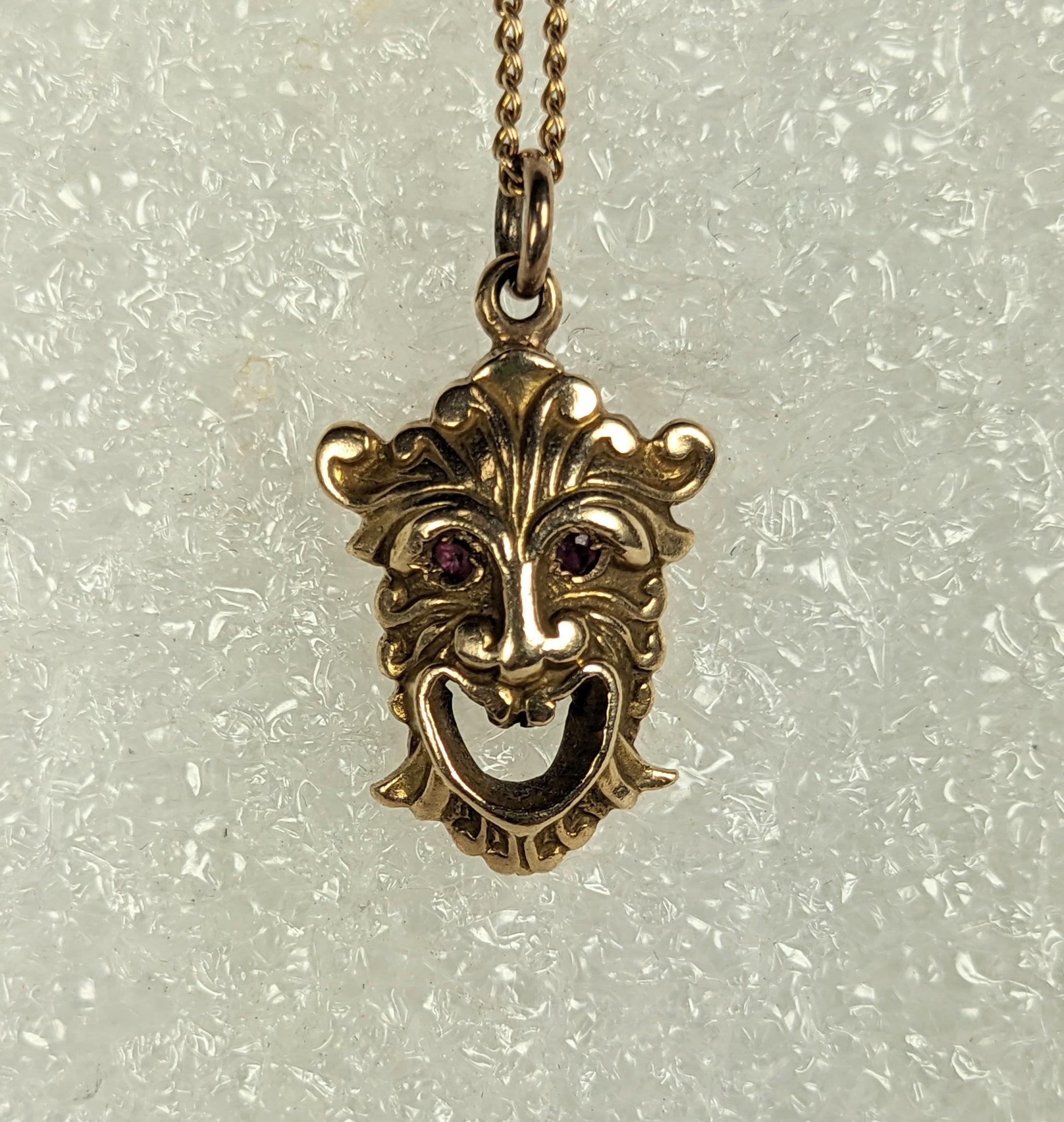 Victorian Gold Gargoyle Pendant In Excellent Condition For Sale In New York, NY