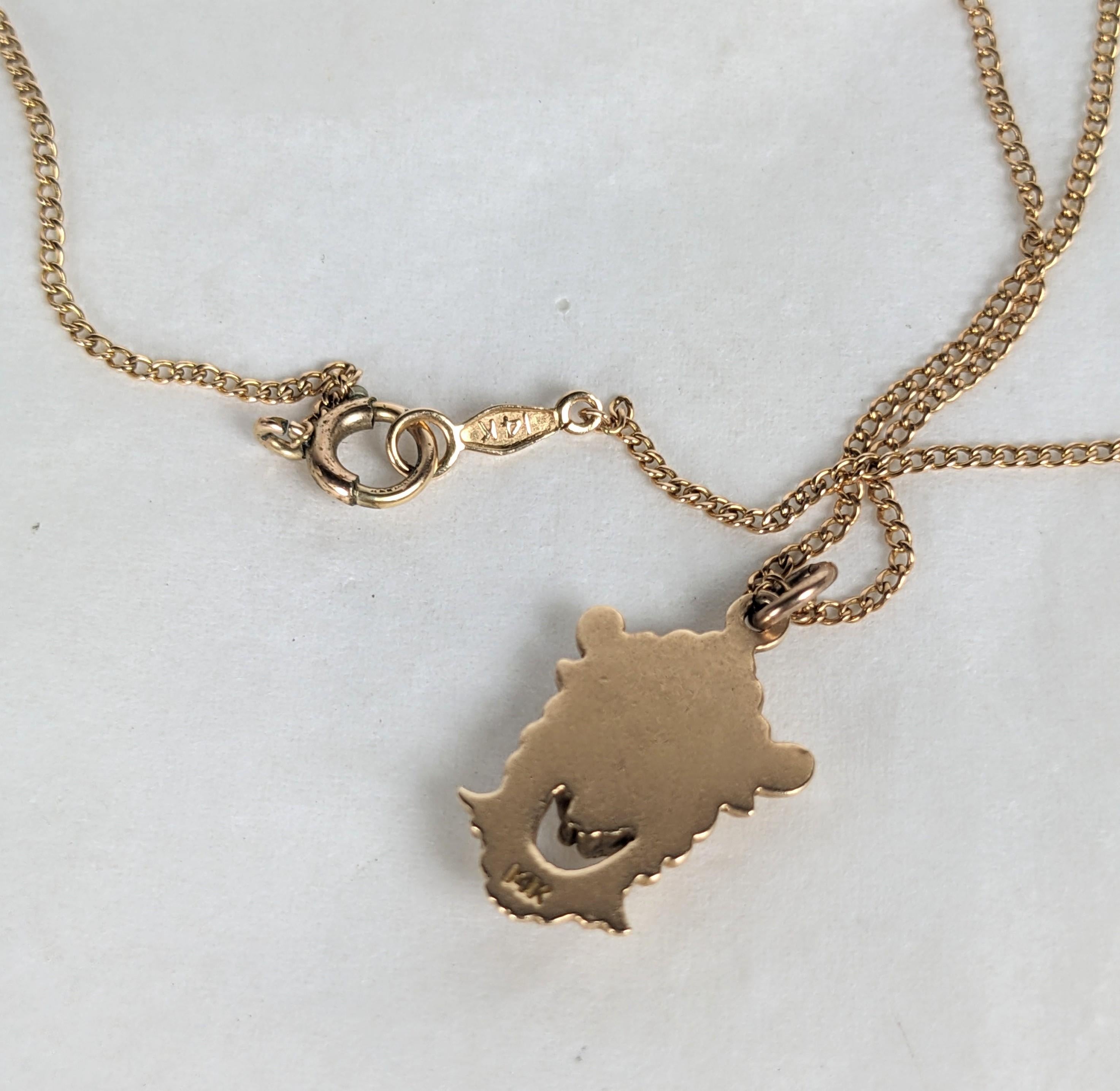 Women's or Men's Victorian Gold Gargoyle Pendant For Sale