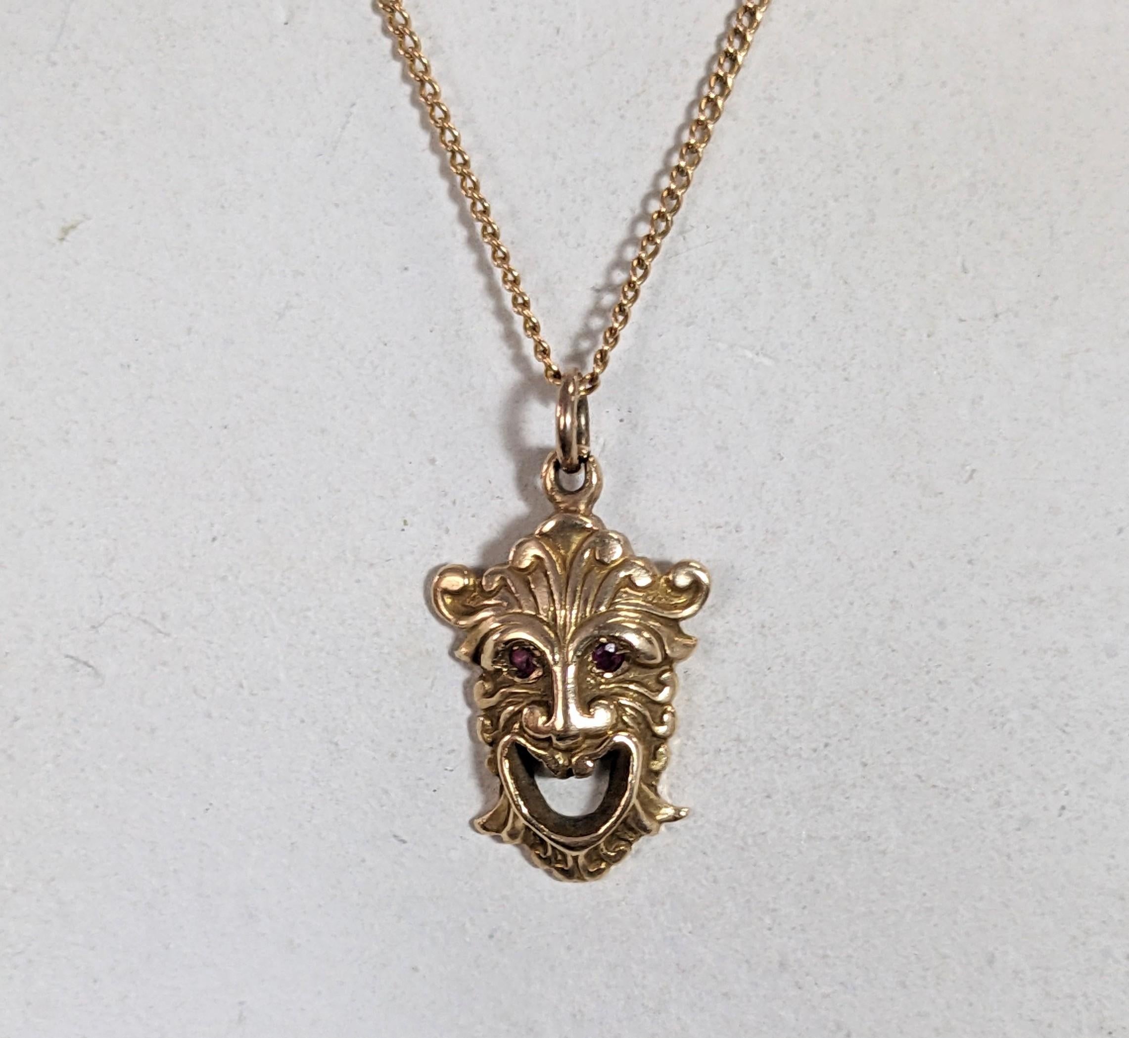 Victorian Gold Gargoyle Pendant For Sale 2