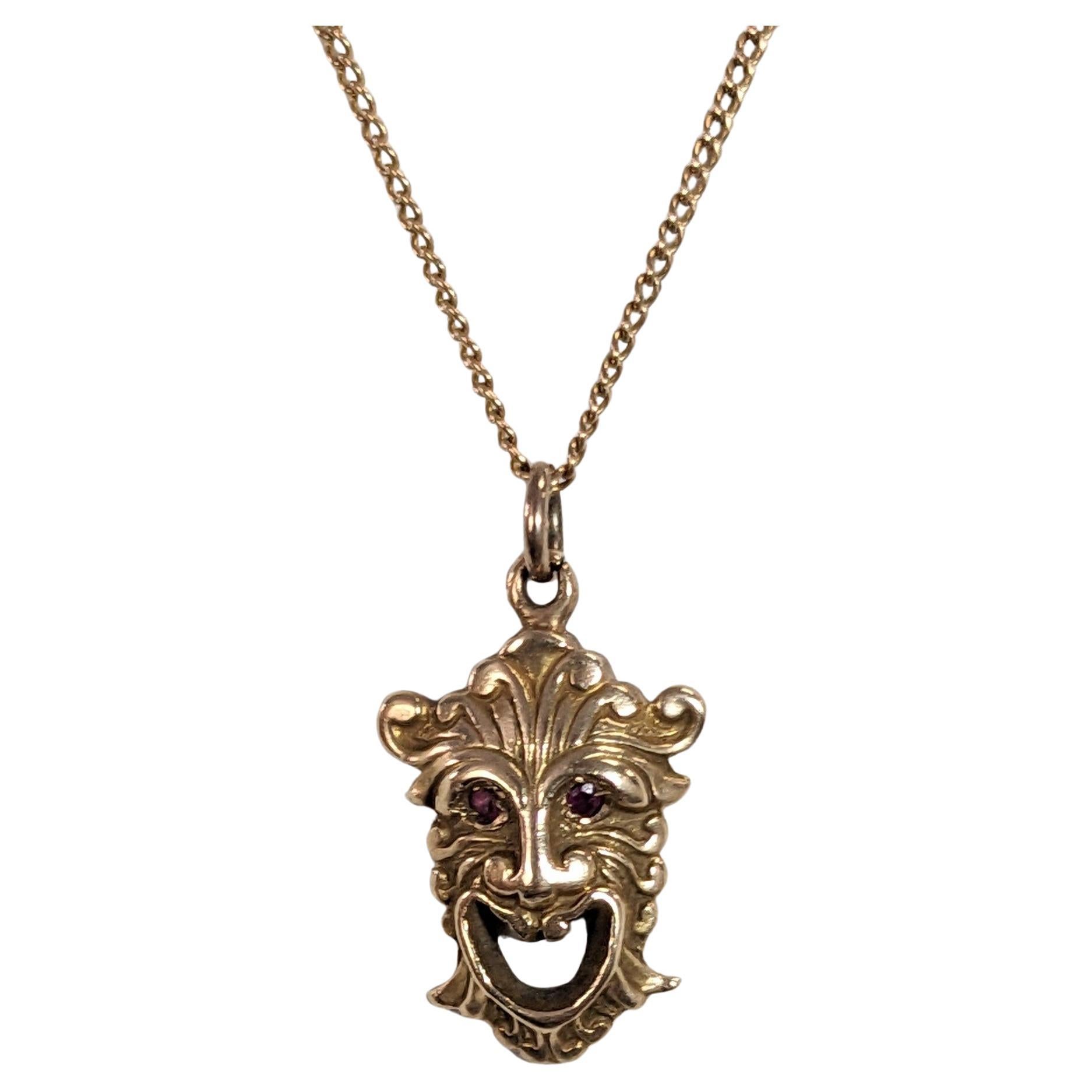 Victorian Gold Gargoyle Pendant For Sale