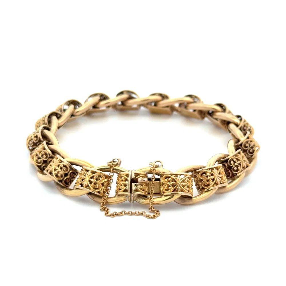 Viktorianisches Gold Link Handgefertigtes Antikes Armbändchen im Angebot 1