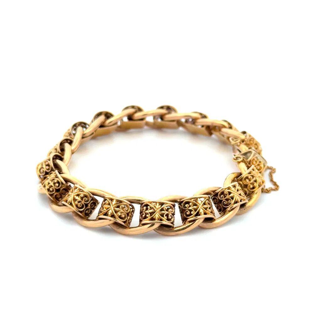 Viktorianisches Gold Link Handgefertigtes Antikes Armbändchen im Angebot 2