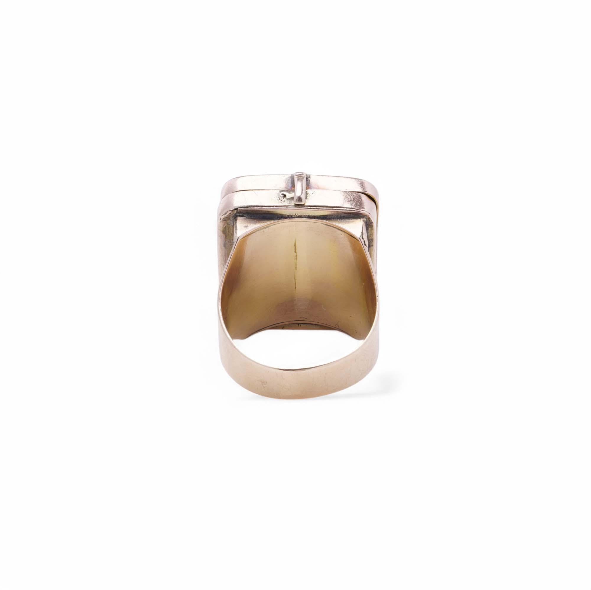Women's Victorian 18kt Gold Locket Ring with Diamond Accents For Sale