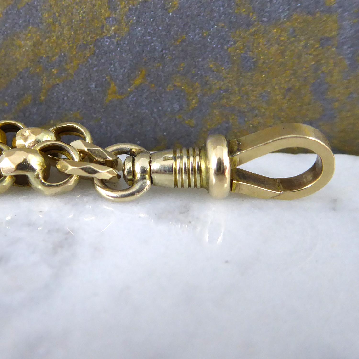 Victorian Gold Long Chain, Faceted Belcher Links, circa 1890s In Good Condition In Yorkshire, West Yorkshire