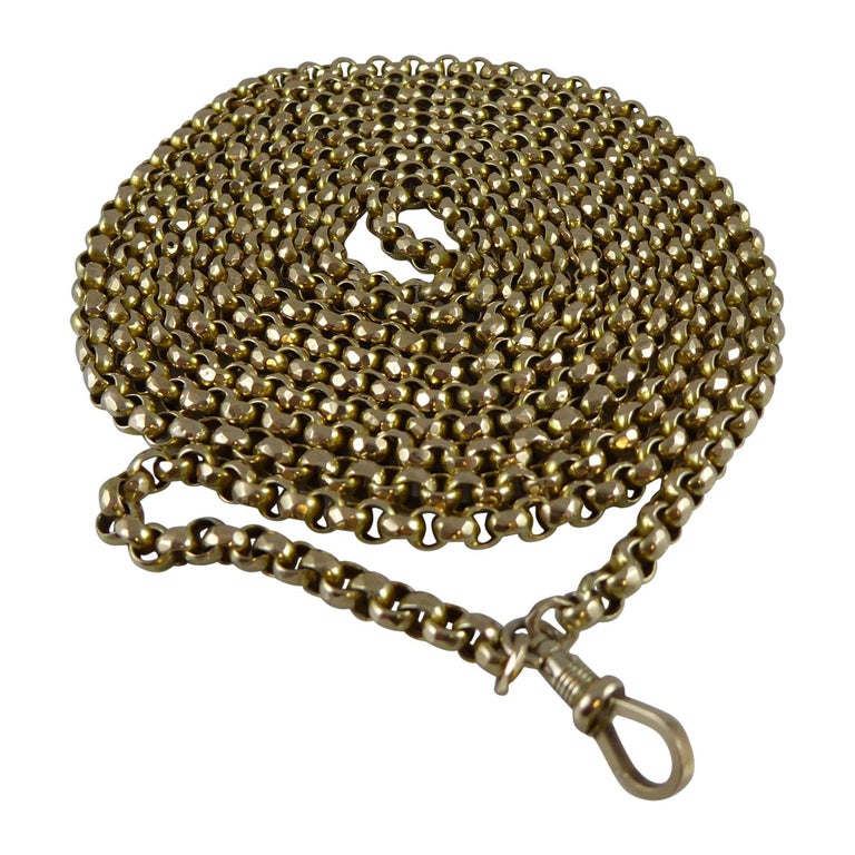 Victorian Gold Long Chain, Faceted Belcher Links, circa 1890s at 1stDibs
