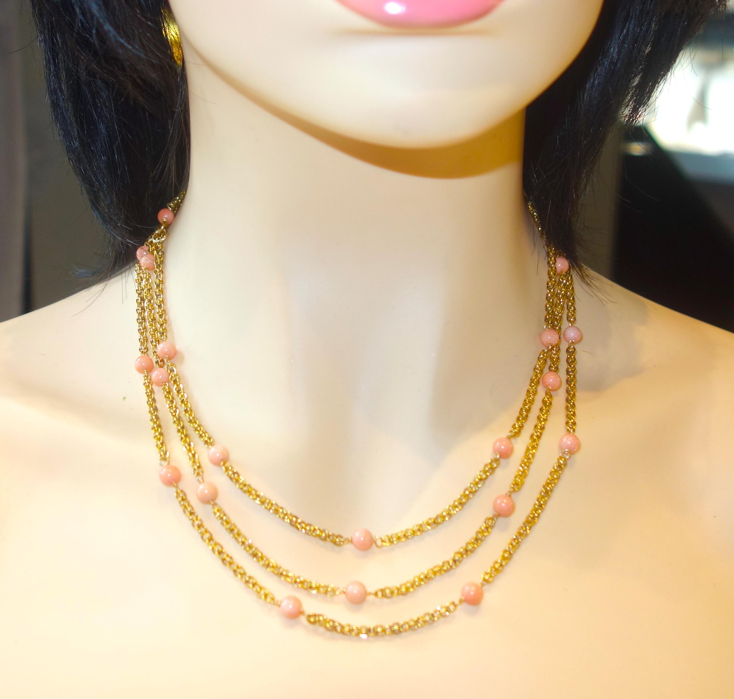 coral long chain designs in gold