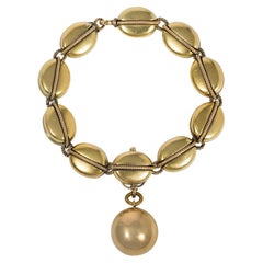 Viktorianisches goldenes nautisches Pulley-Gliederarmband aus Gold mit Medaillon-Charm, Hunt & Roskell