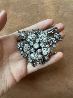 Victorian Gold Old-Cut Diamond En Tremblant Floral Brooch, Circa 1880
