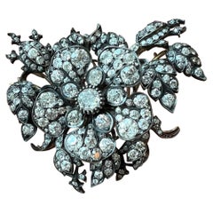 Victorian Gold Old-Cut Diamond En Tremblant Floral Brooch, Circa 1880