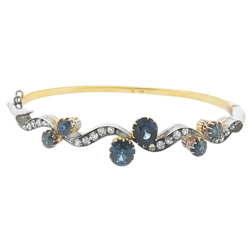 Bracciale vittoriano in oro e argento con diamanti e zaffiri, CIRCA 1880
