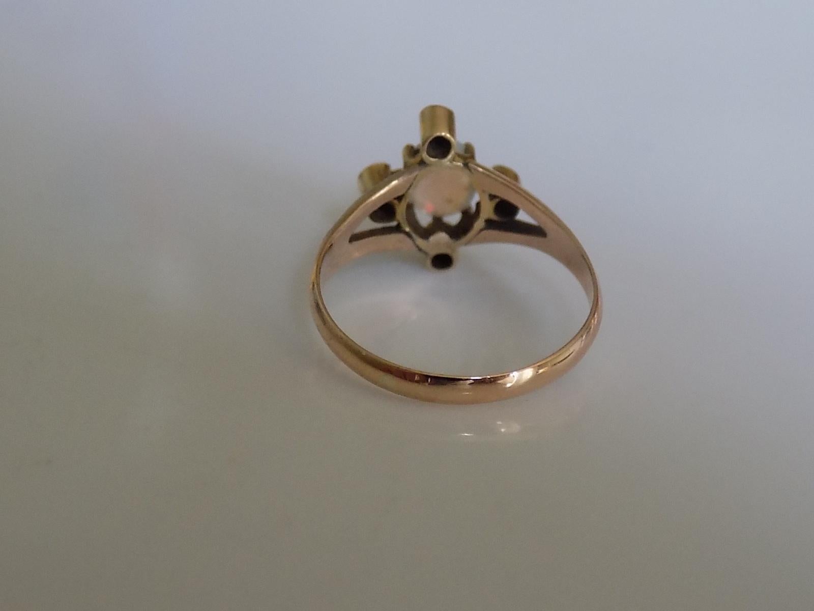 Women's Victorian Gold Opal Diamond Ring