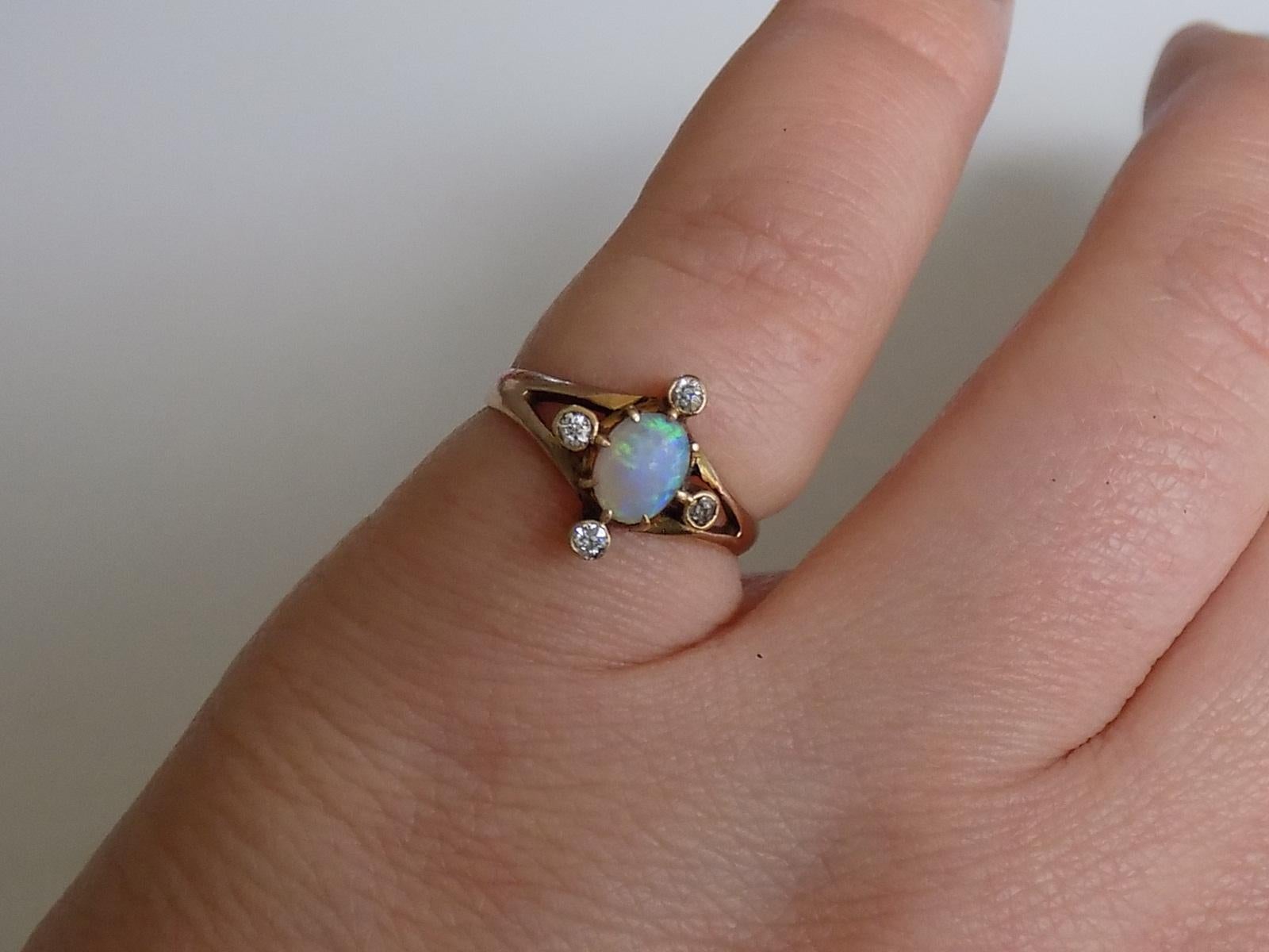 Victorian Gold Opal Diamond Ring 2