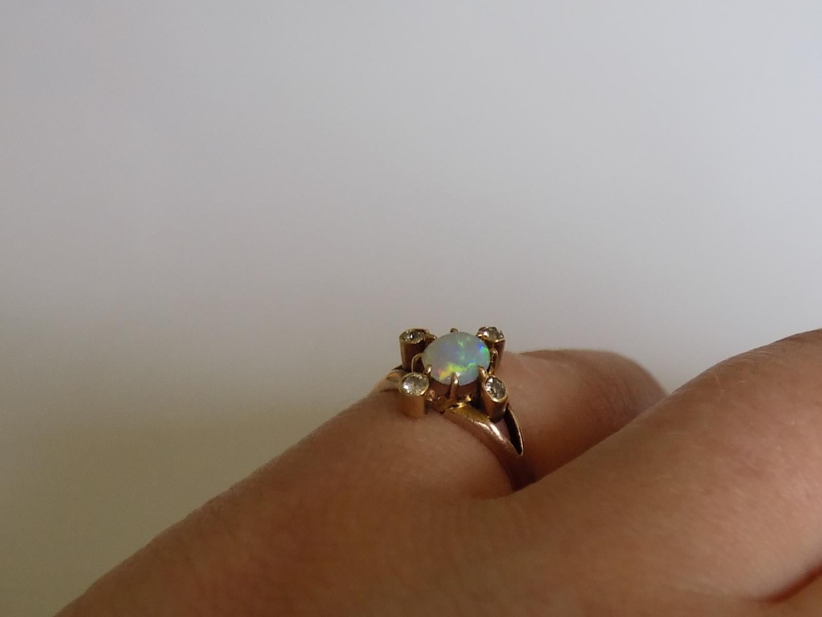 Victorian Gold Opal Diamond Ring 3