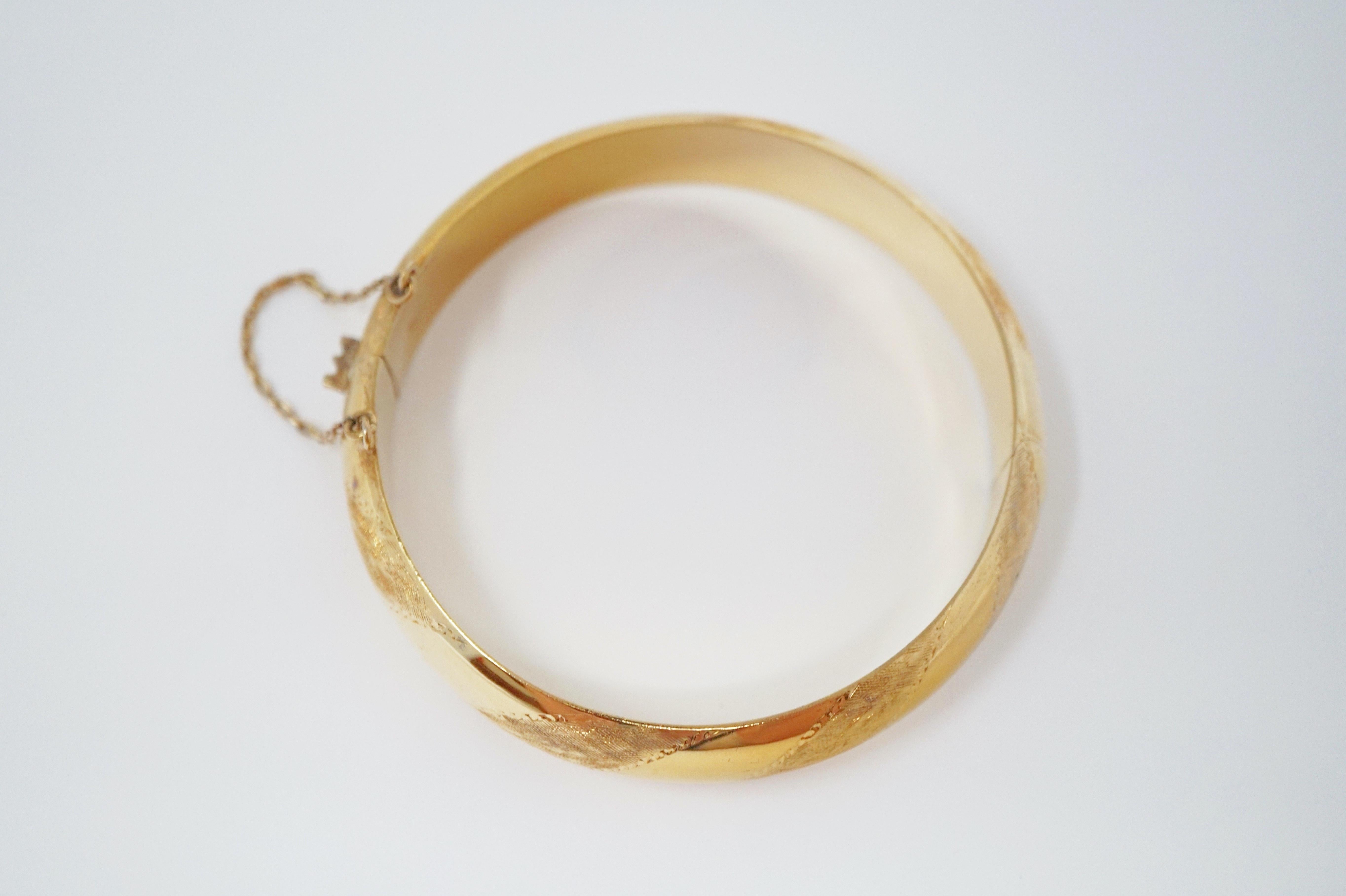 Victorian Gold over Sterling Silver Hinged Bangle Bracelet 1