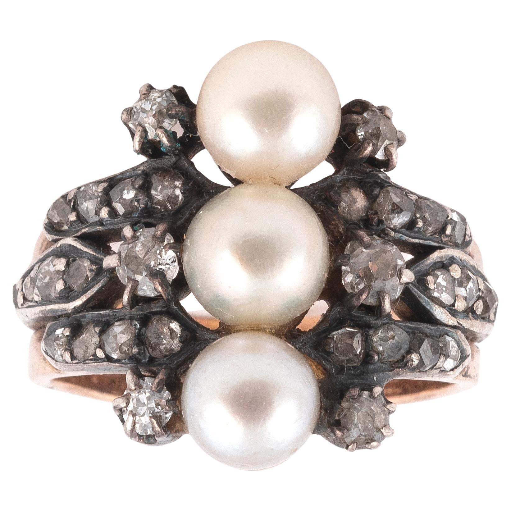 Victorian Gold, Pearl and Diamond Ring