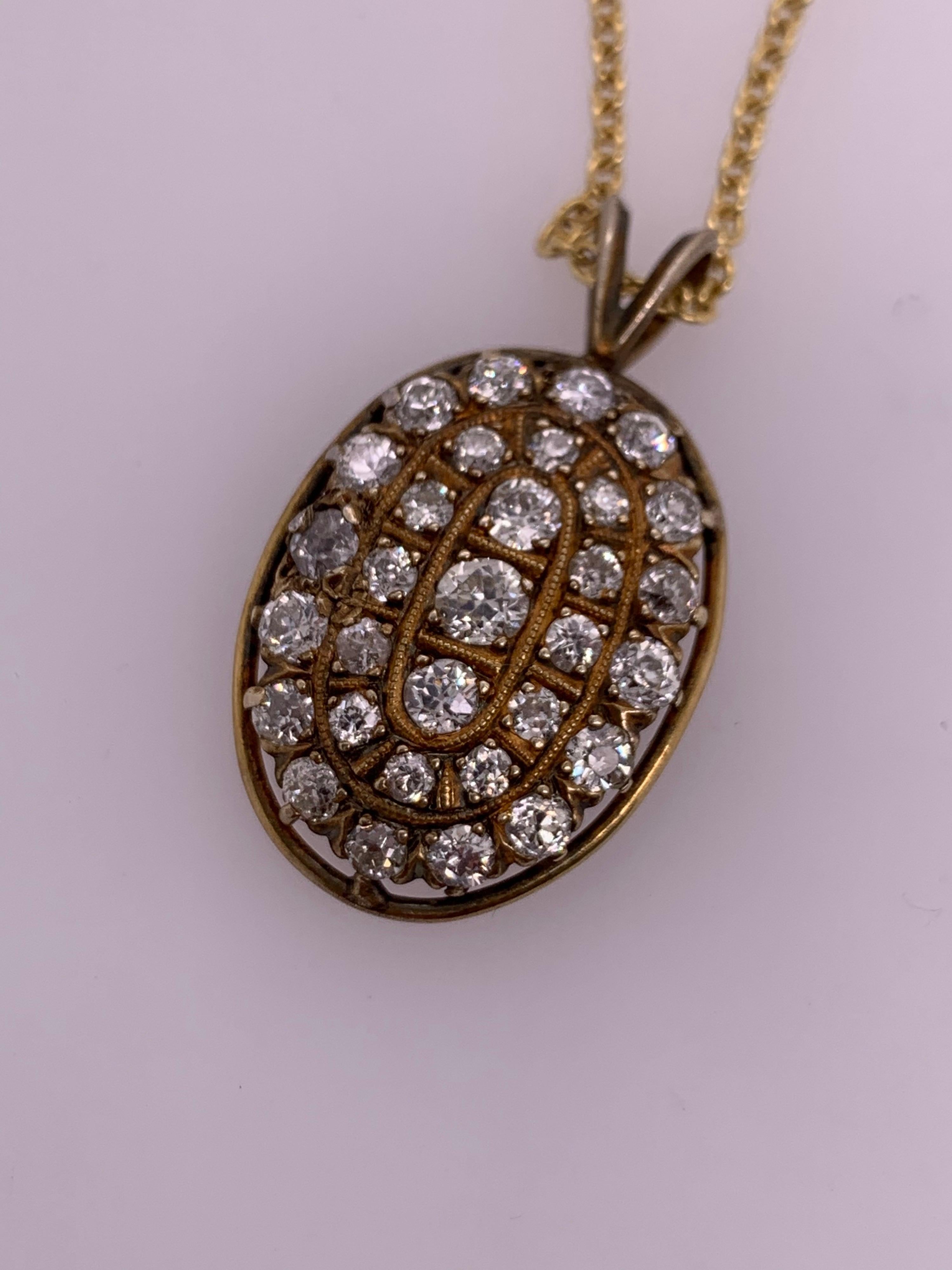 Late Victorian Victorian Gold Pendant 1.50 Carat Natural Old European Diamond, circa 1910 For Sale