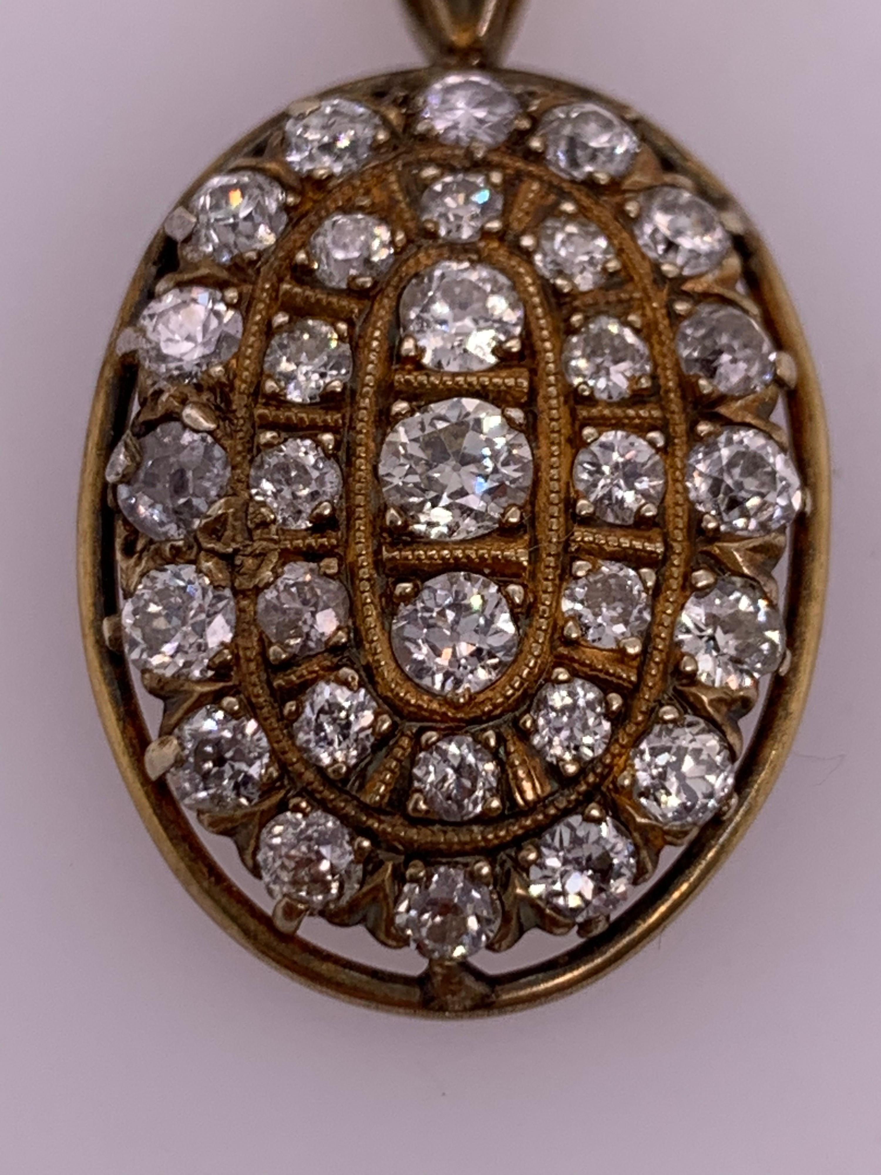 Victorian Gold Pendant 1.50 Carat Natural Old European Diamond, circa 1910 For Sale 2