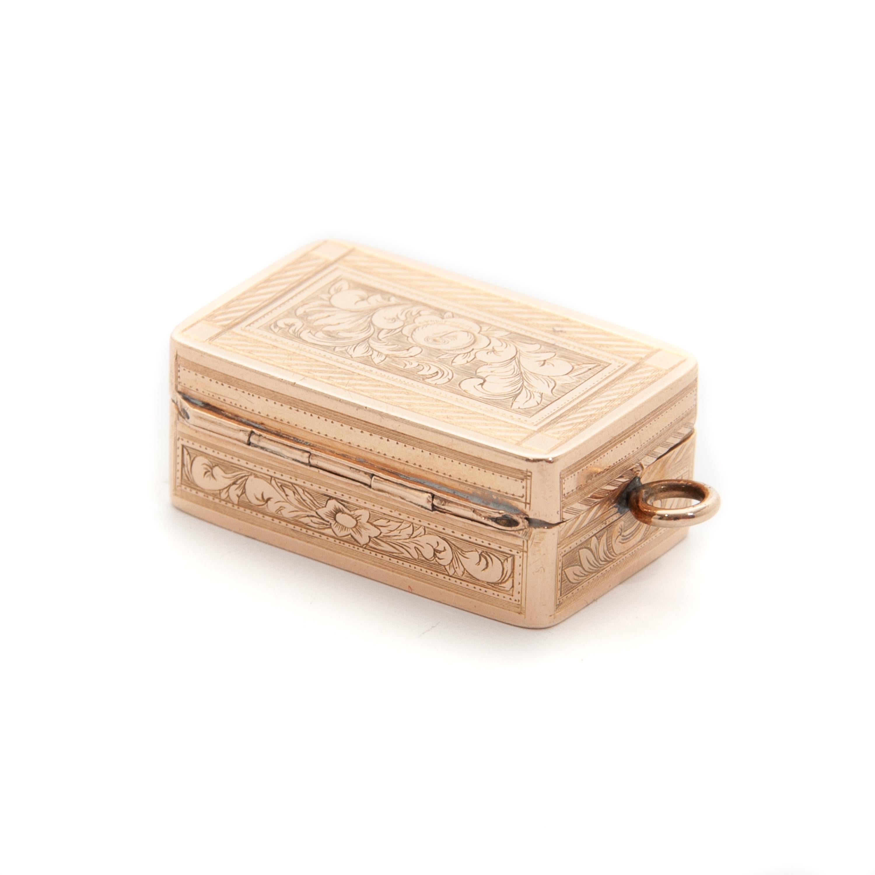 Antique Victorian Gold Vinaigrette Scent Box Pendant For Sale 6