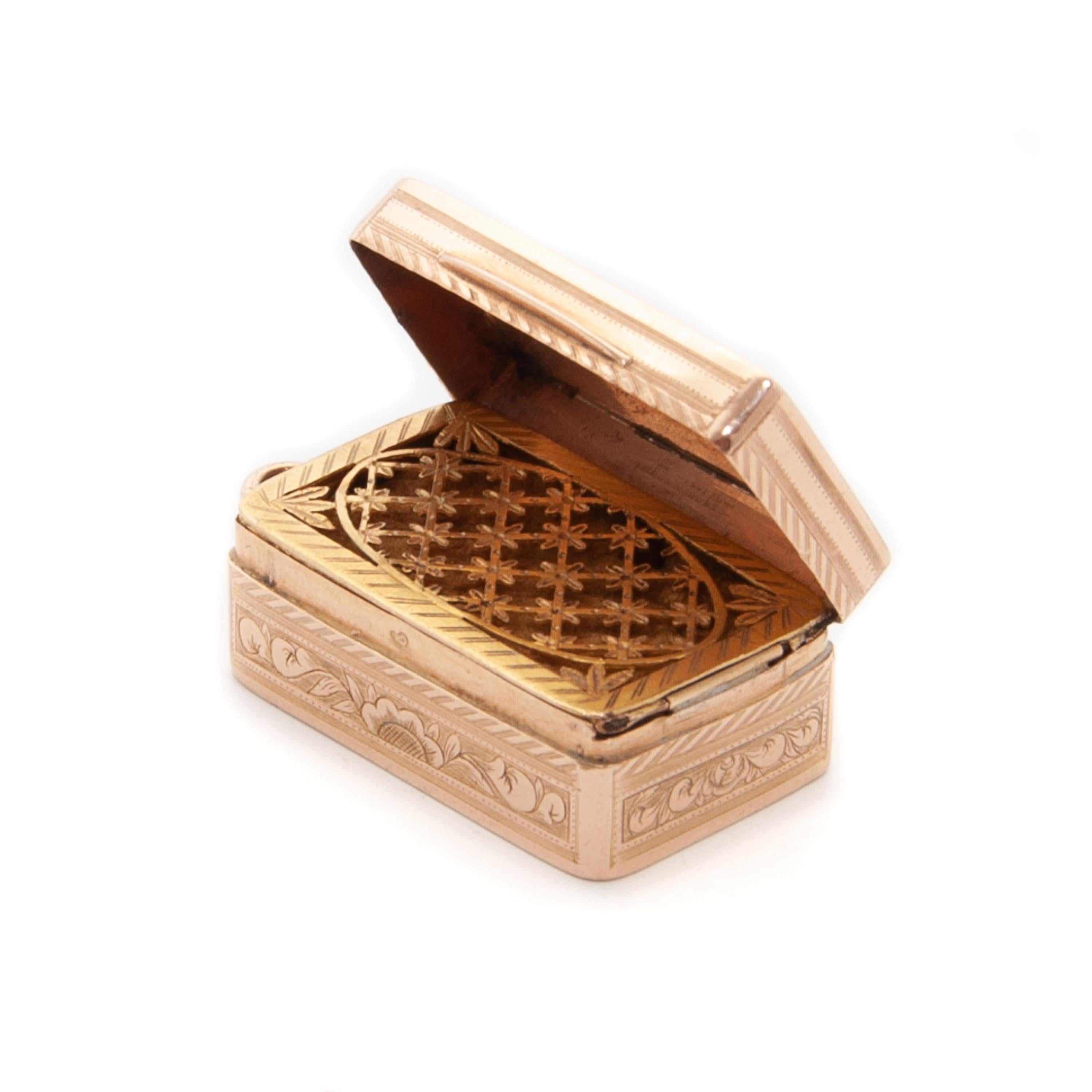 Antiker viktorianischer Goldvinaigrette-Duftbox-Anhänger für Damen oder Herren im Angebot