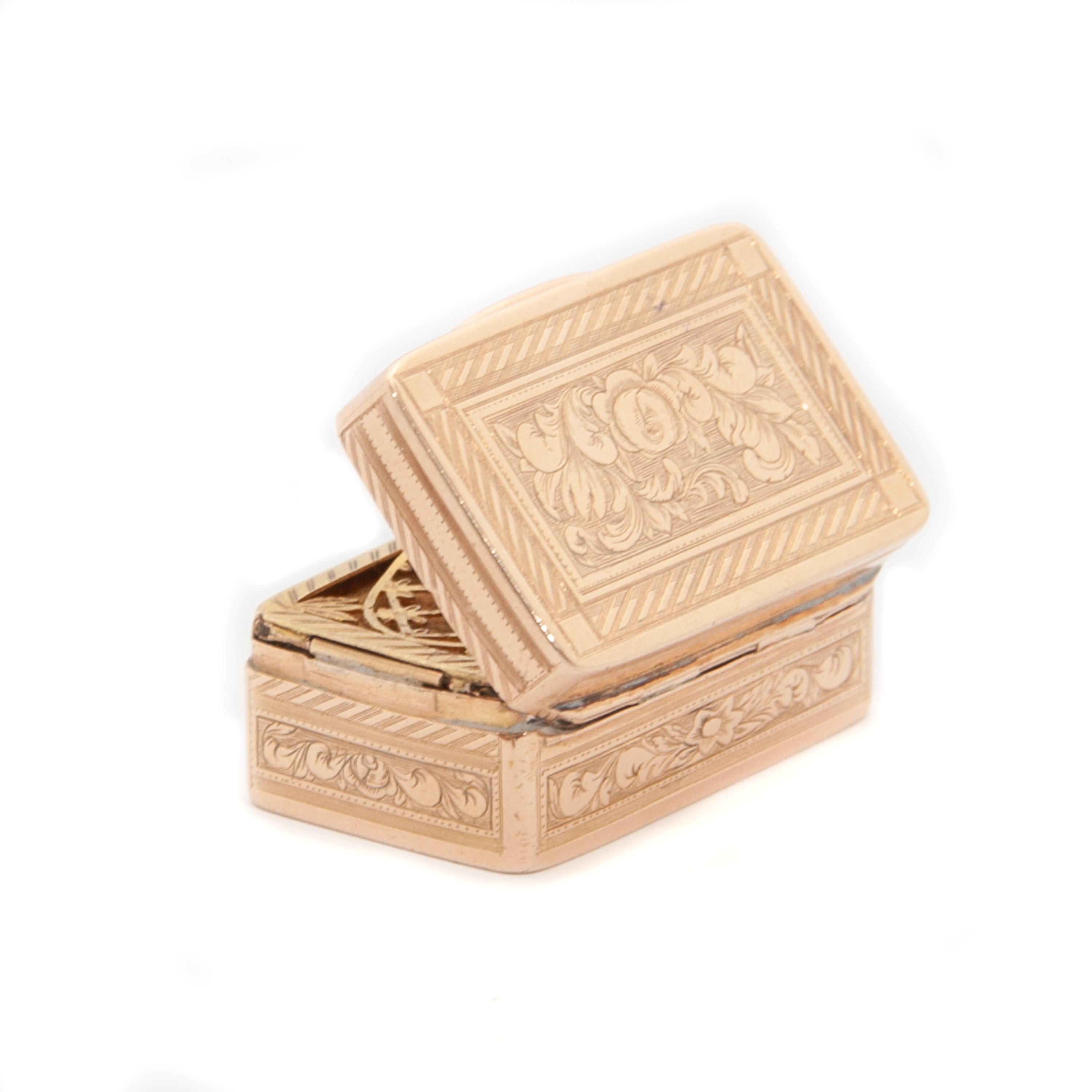 Antique Victorian Gold Vinaigrette Scent Box Pendant For Sale 2